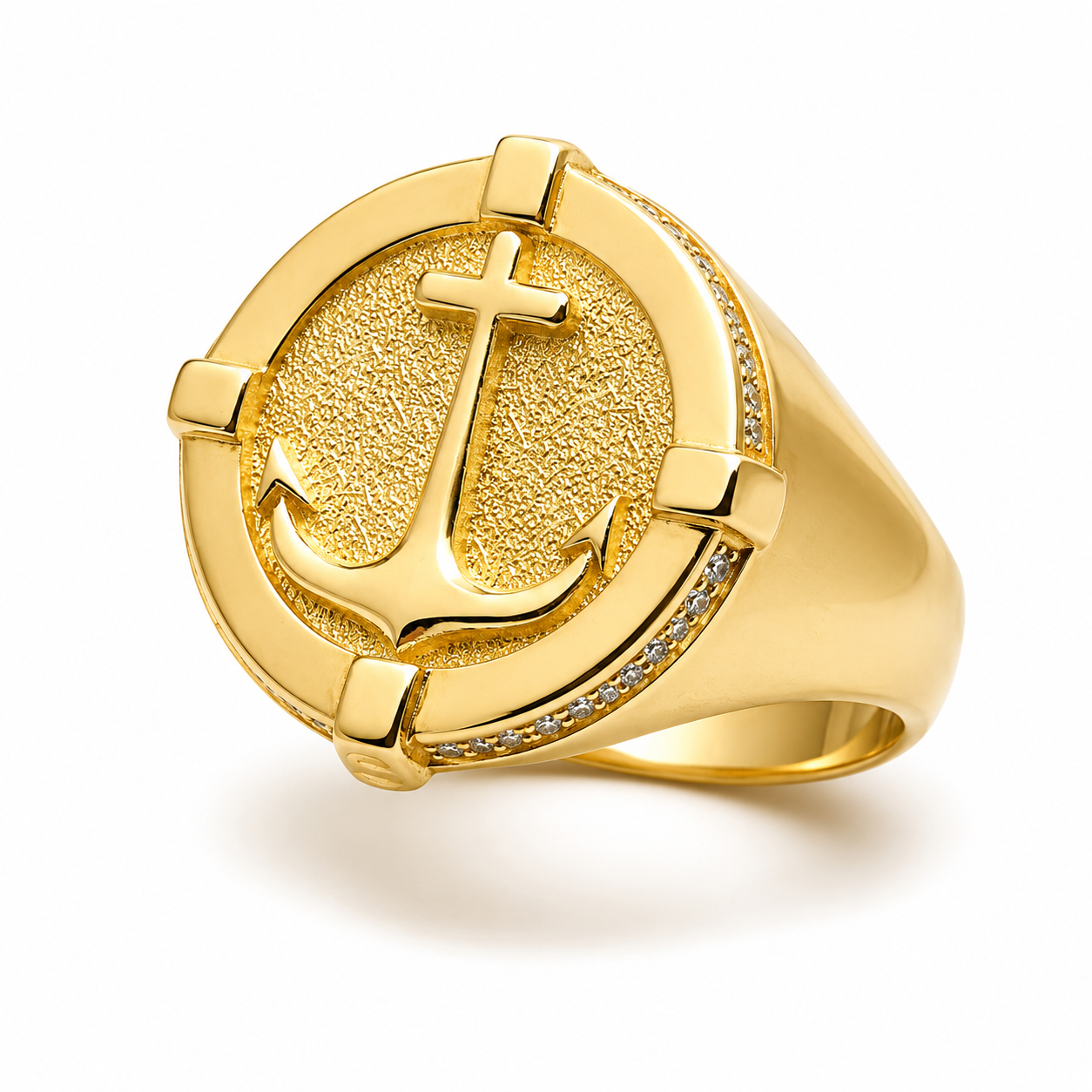 Nautical Ring Anchor – 10K Yellow Gold