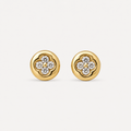 Tiny Floral Gold Stud Earrings