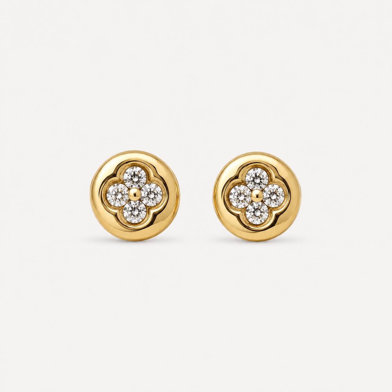 Tiny Floral Gold Stud Earrings