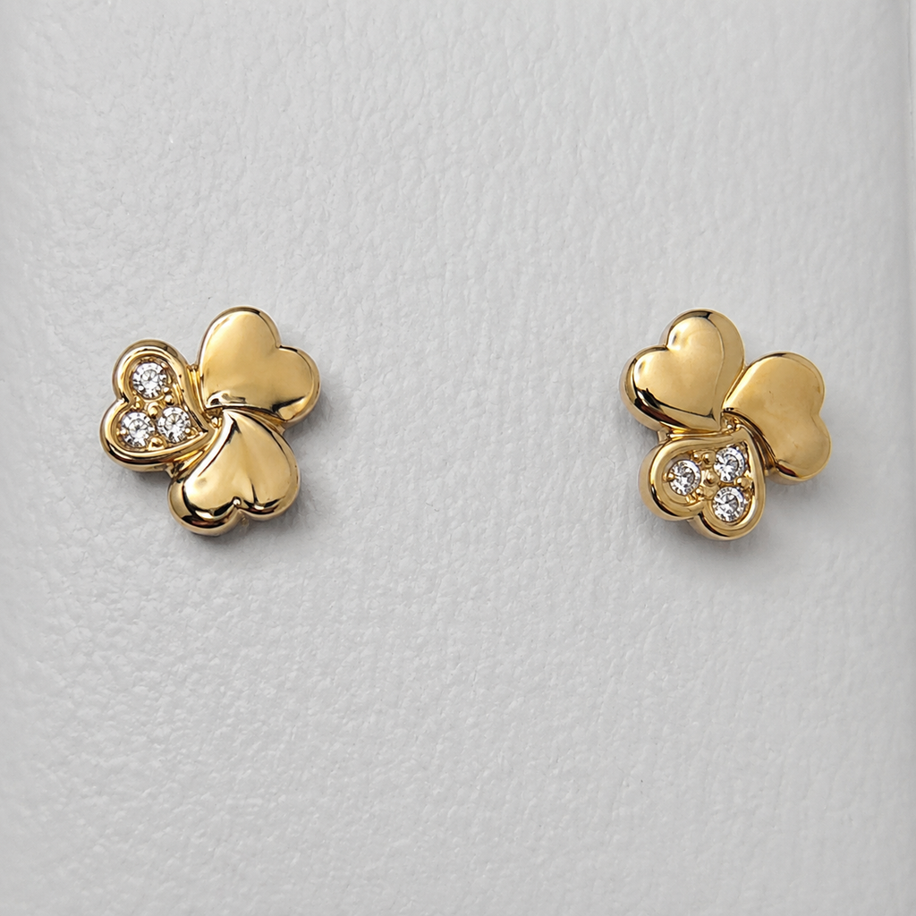 Tiny Clover Gold Stud Earrings