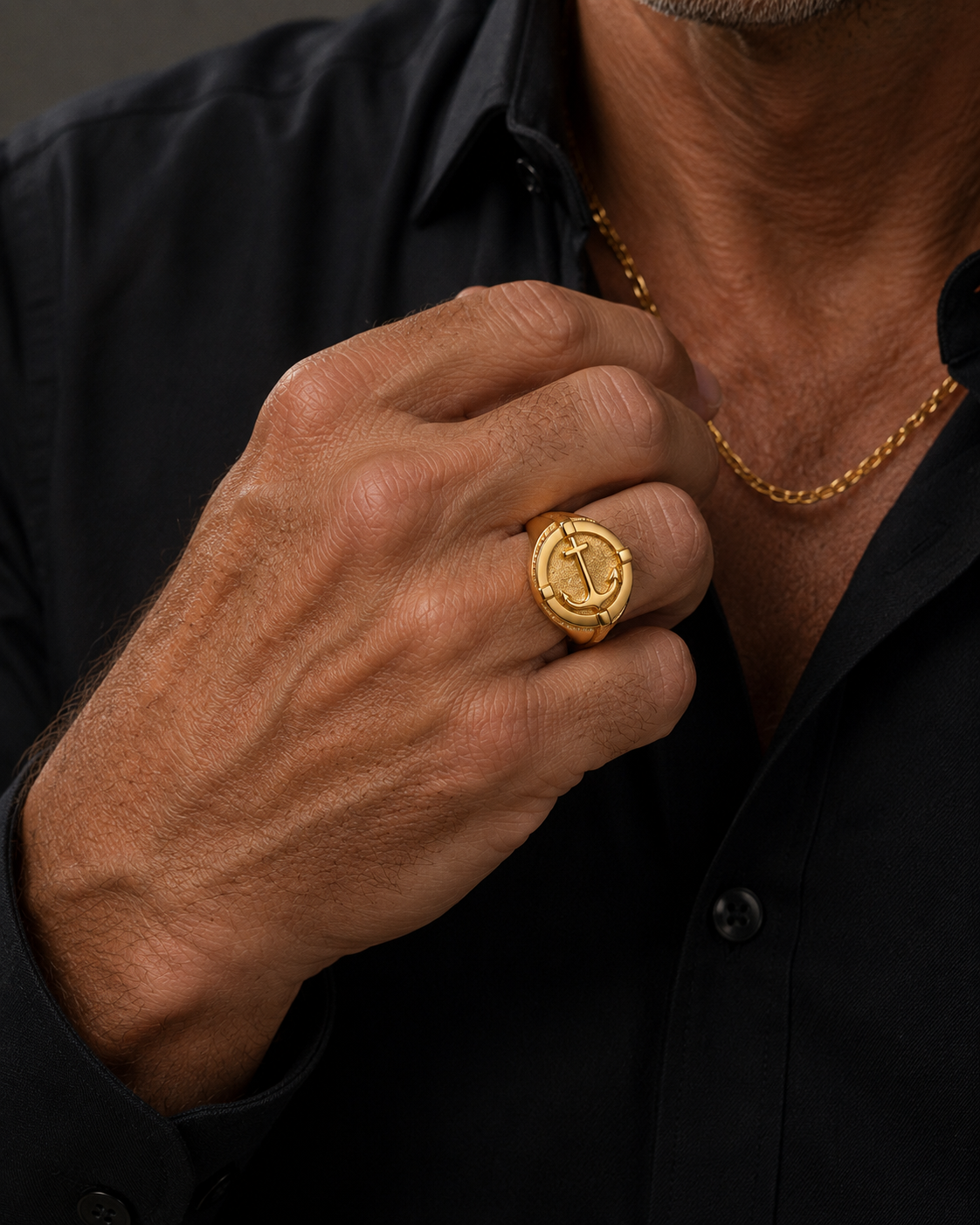 Nautical Ring Anchor – 10K Yellow Gold