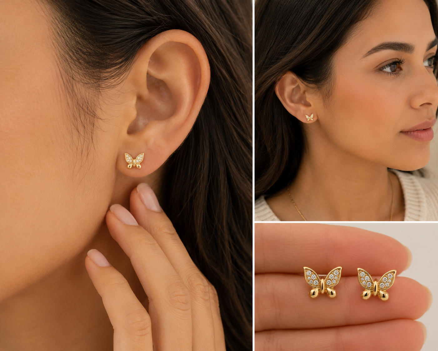 Butterfly Gold Stud Earrings