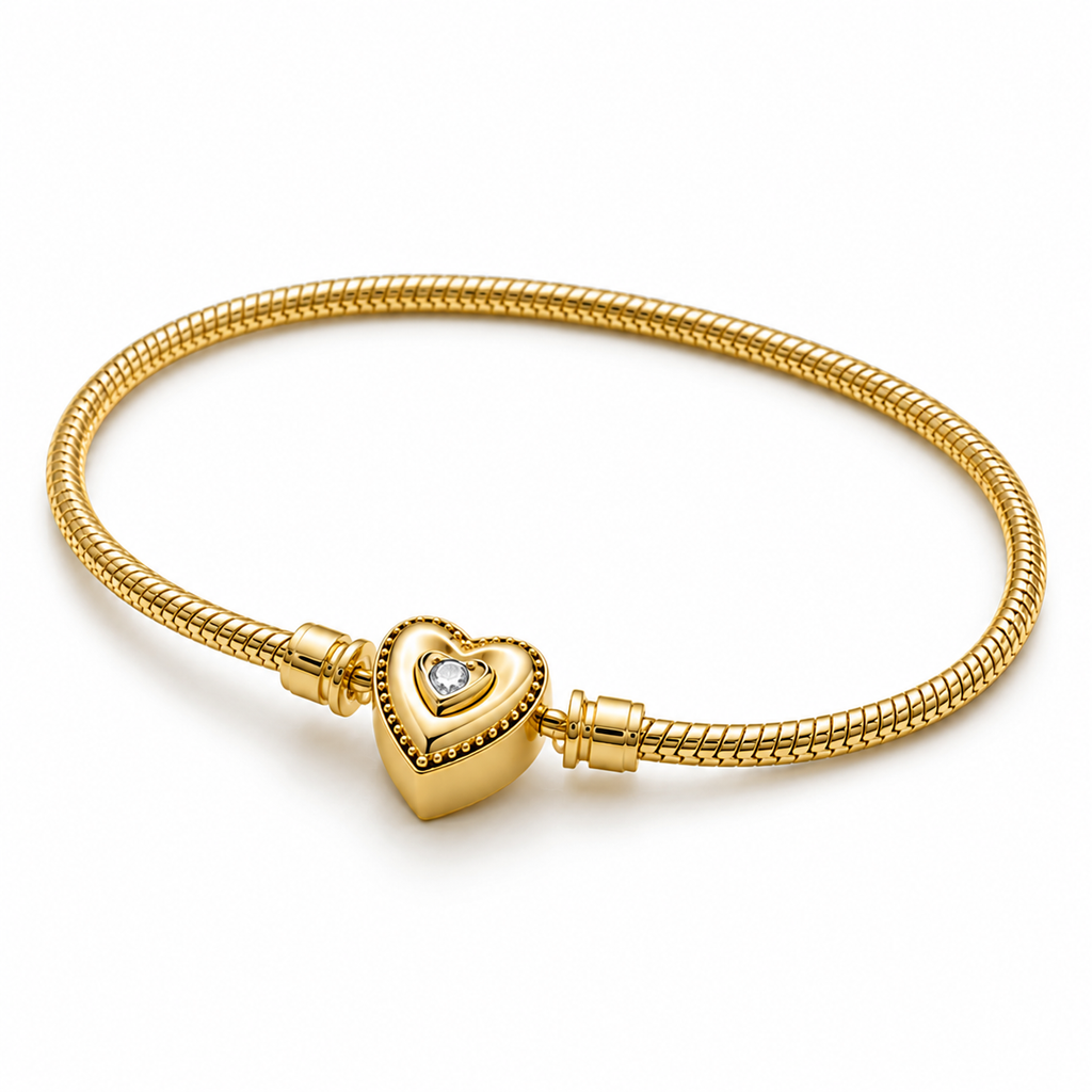 Heart Slider Pandora Bracelet 10k Gold