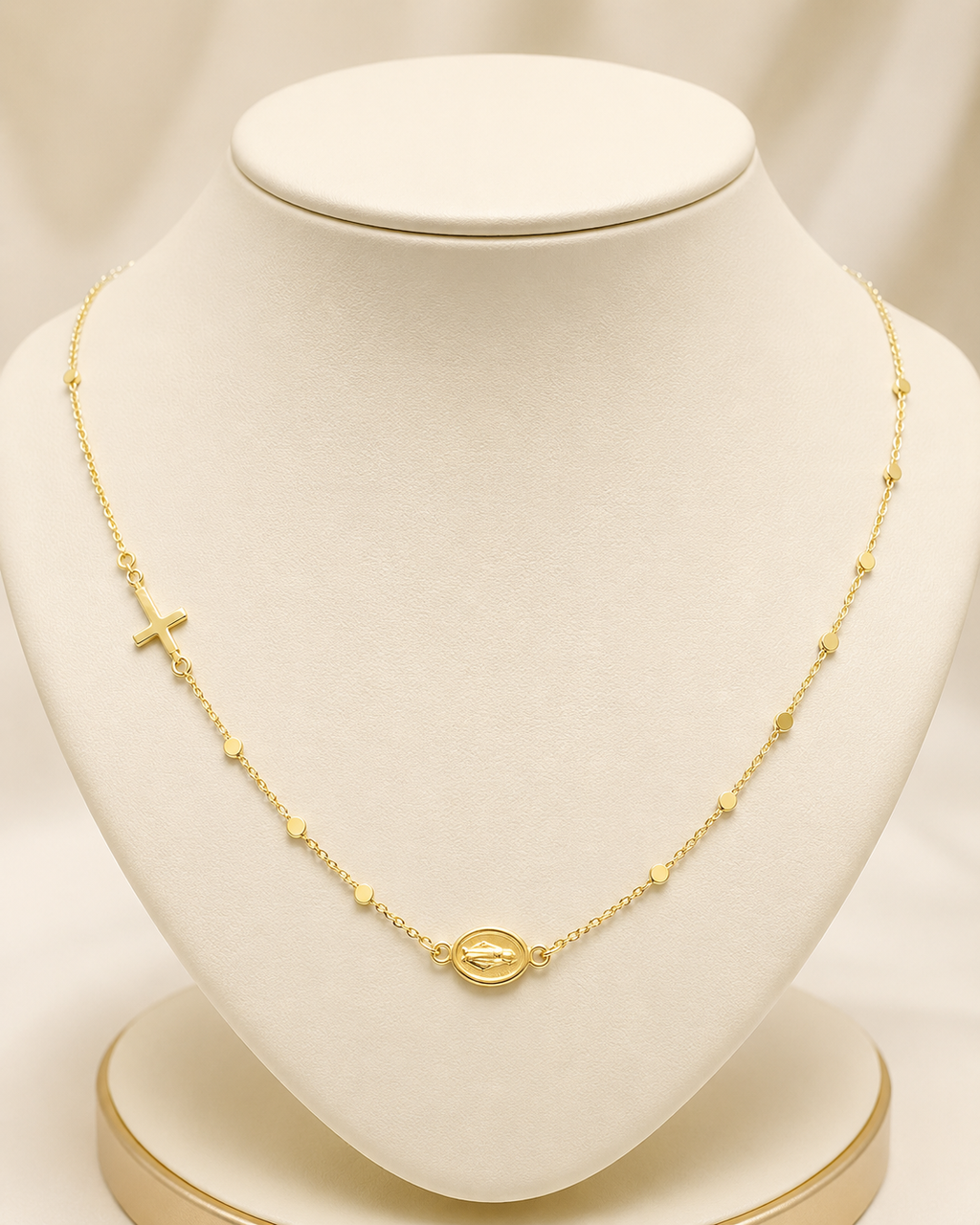 Gold Medallion Cross Necklace