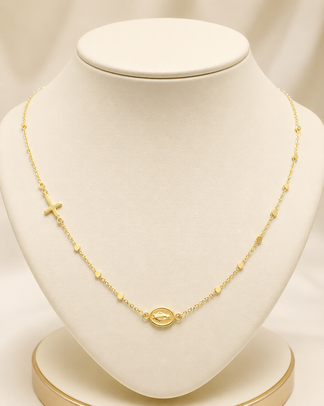 Gold Medallion Cross Necklace