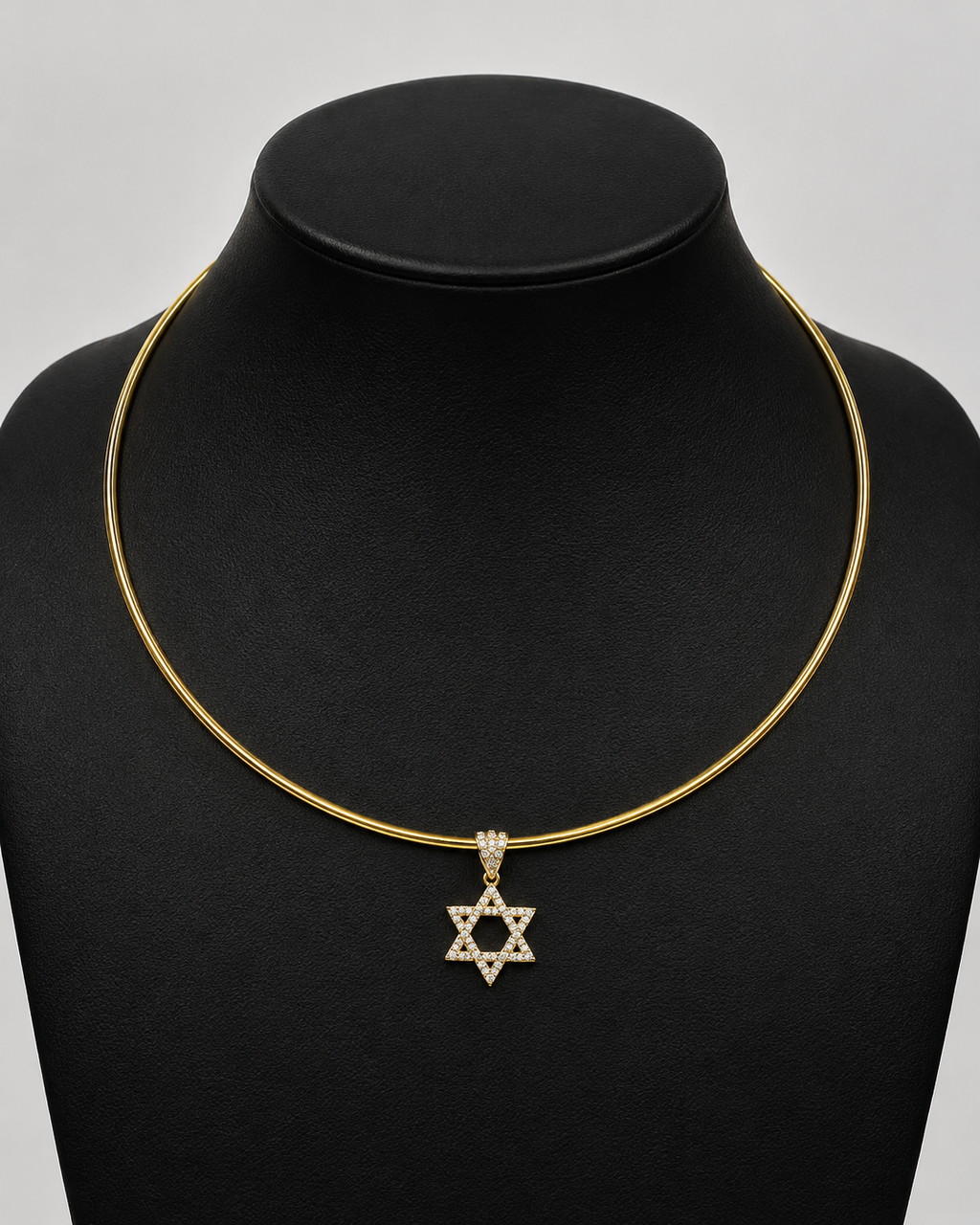 Gold Choker Necklace with Star of David