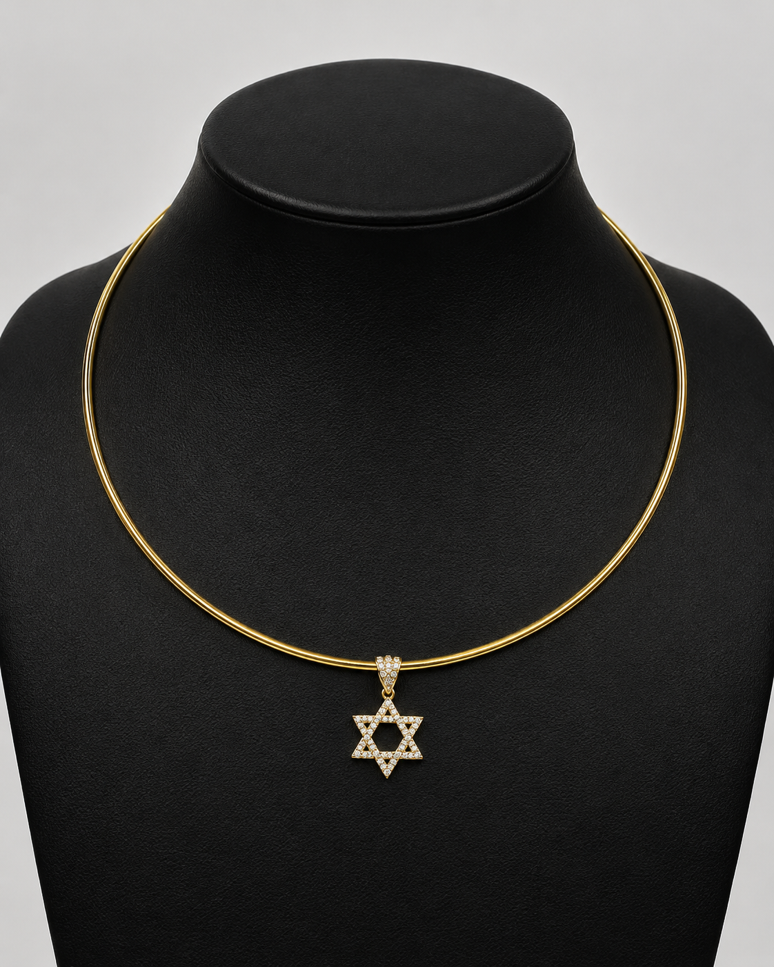 Gold Choker Necklace with Star of David