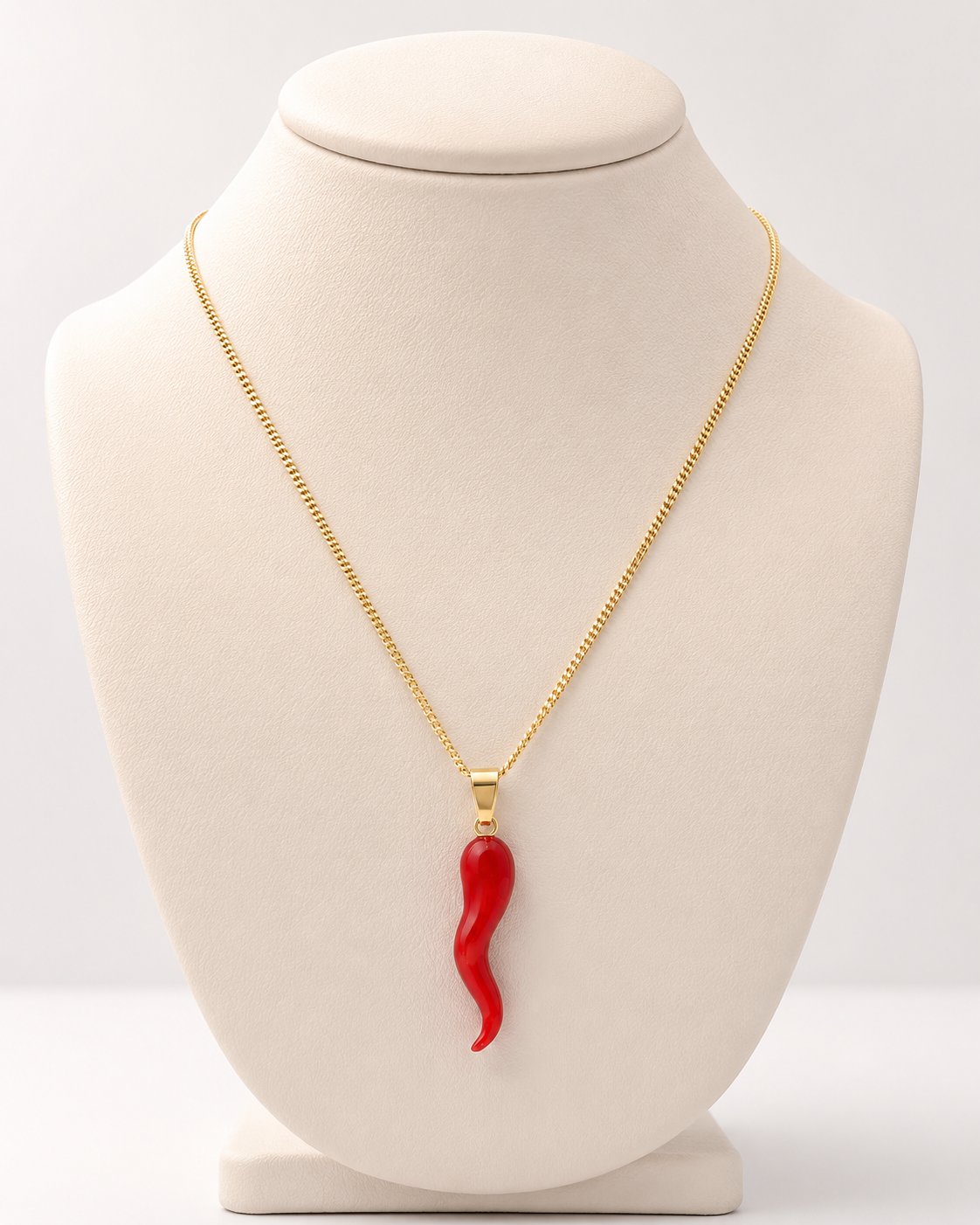 Gold Red Chili Pepper Necklace