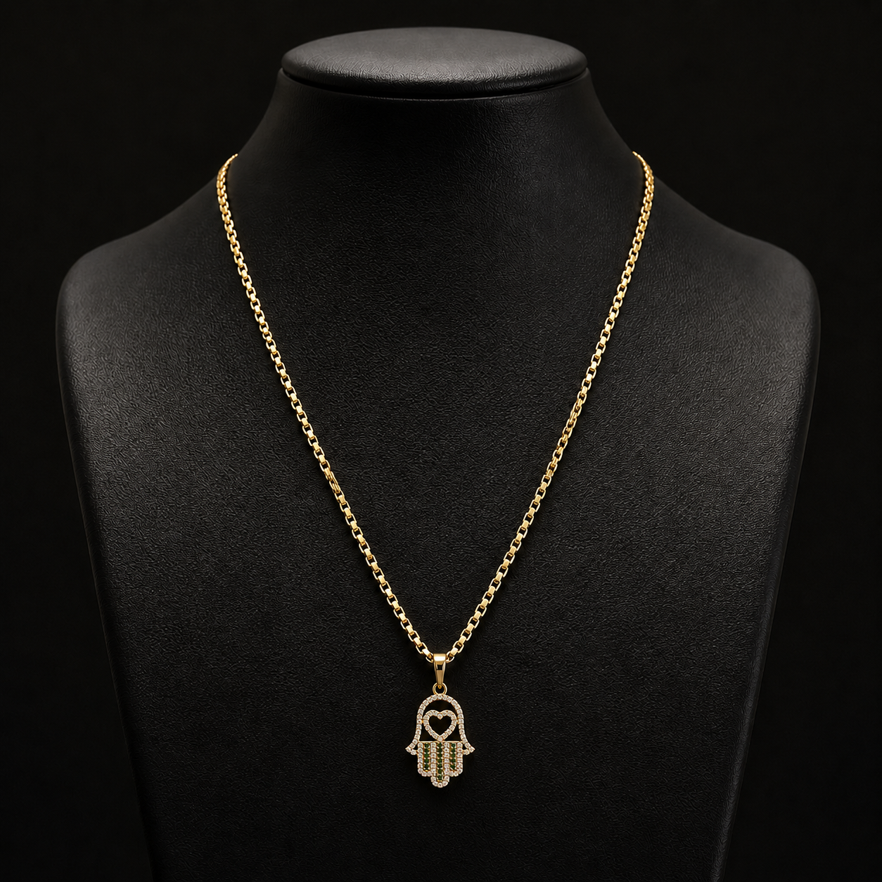 Gold Hamsa Heart Necklace