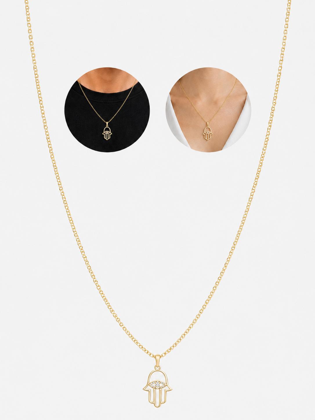 Gold Hamsa Eye Necklace
