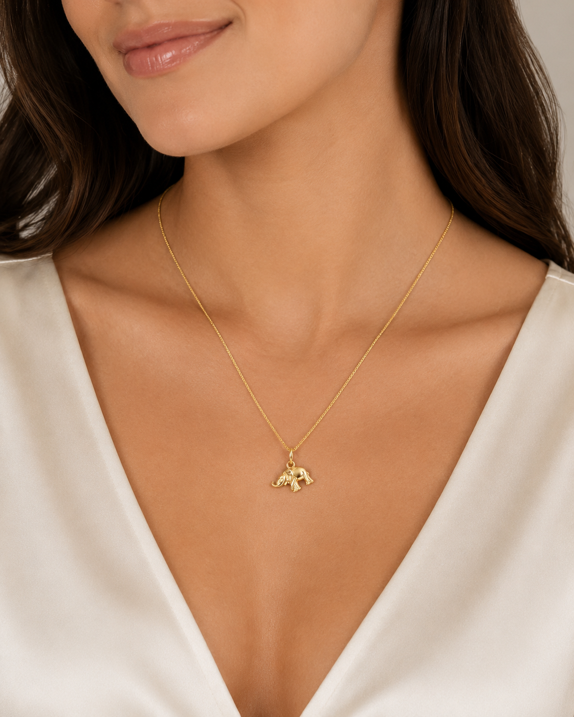 Gold Elephant Charm Necklace